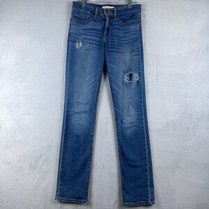 Levi Strauss & Co. 314 Shaping Straight Jeans Distressed Women's Blue Size 27